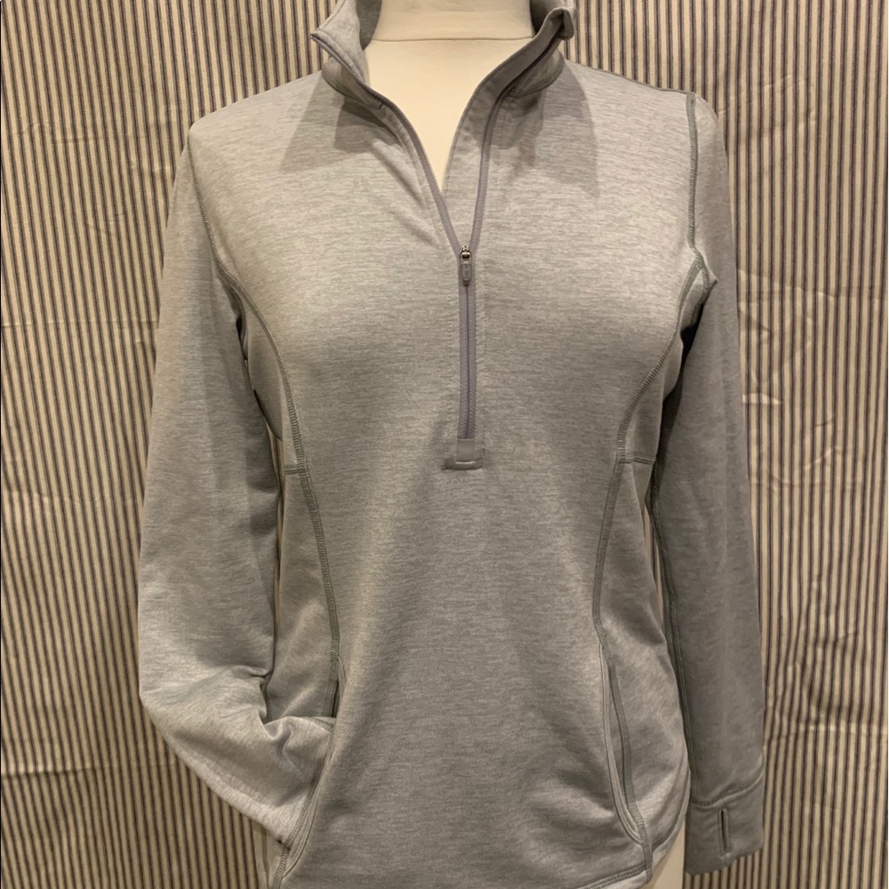 Grey Quarter-Zip Workout Top